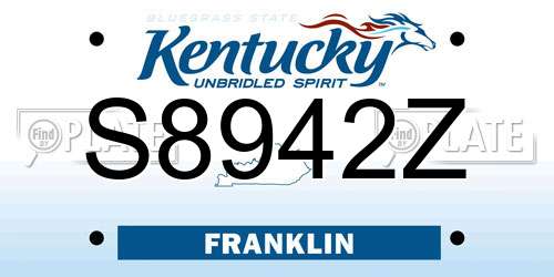 S8942Z Kentucky License Plate