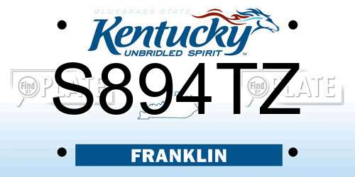 S894TZ Kentucky License Plate
