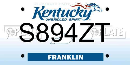 S894ZT Kentucky License Plate
