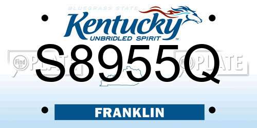 S8955Q Kentucky License Plate