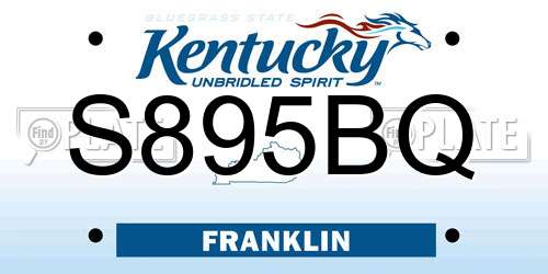 S895BQ Kentucky License Plate