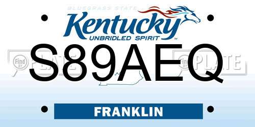 S89AEQ Kentucky License Plate