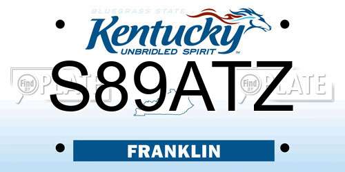 S89ATZ Kentucky License Plate