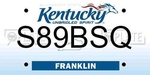 S89BSQ Kentucky License Plate