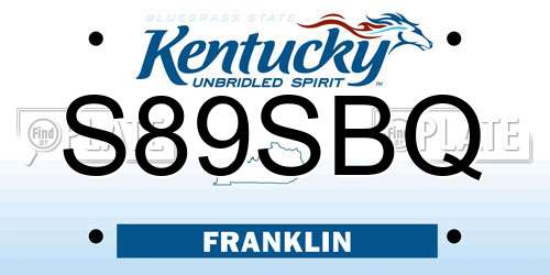 S89SBQ Kentucky License Plate