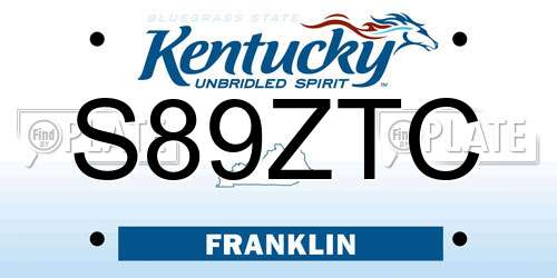 S89ZTC Kentucky License Plate