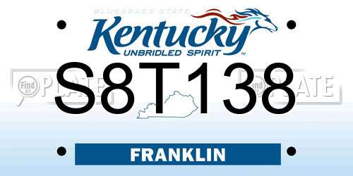 S8T138 Kentucky License Plate