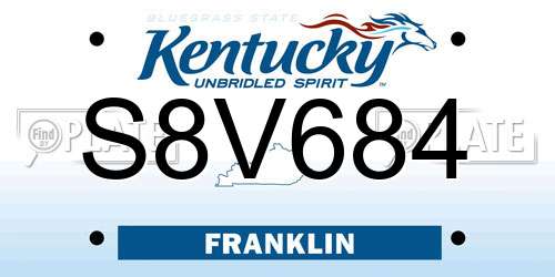S8V684 Kentucky License Plate