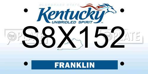 S8X152 Kentucky License Plate