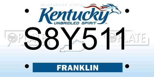 S8Y511 Kentucky License Plate