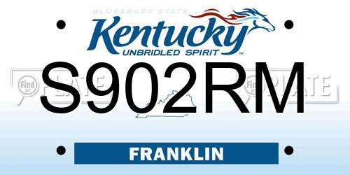 S902RM Kentucky License Plate