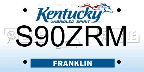 S90ZRM Kentucky License Plate
