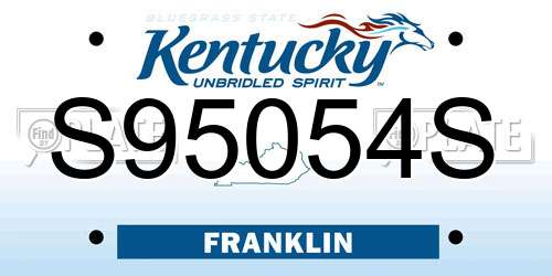 S95054S Kentucky License Plate