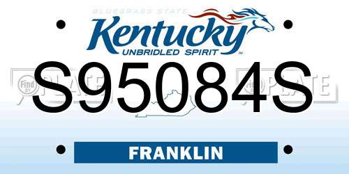 S95084S Kentucky License Plate