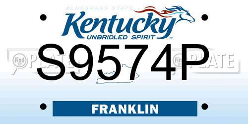 S9574P Kentucky License Plate