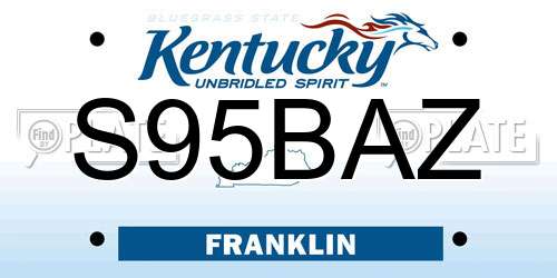 S95BAZ Kentucky License Plate