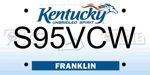 S95VCW Kentucky License Plate