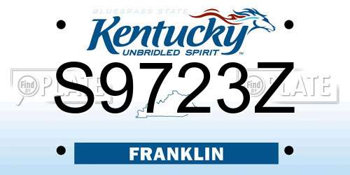 S9723Z Kentucky License Plate