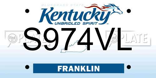 S974VL Kentucky License Plate