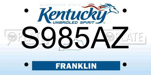 S985AZ Kentucky License Plate