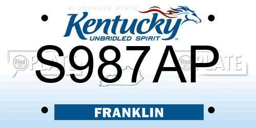 S987AP Kentucky License Plate
