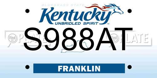 S988AT Kentucky License Plate