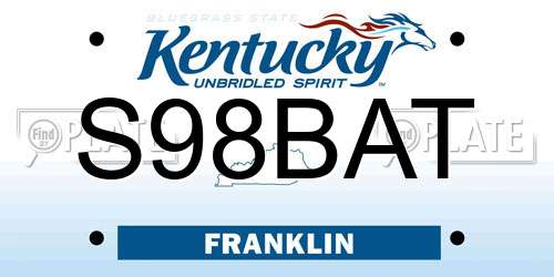 S98BAT Kentucky License Plate