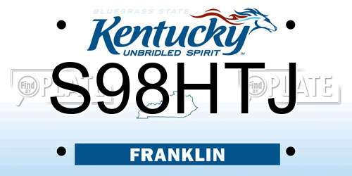 S98HTJ Kentucky License Plate