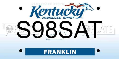 S98SAT Kentucky License Plate