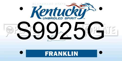 S9925G Kentucky License Plate