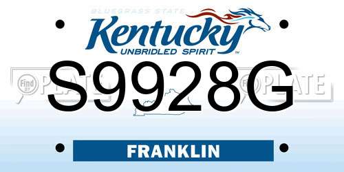 S9928G Kentucky License Plate