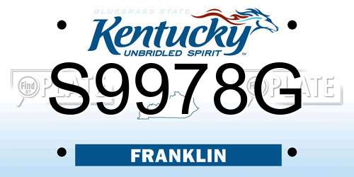 S9978G Kentucky License Plate