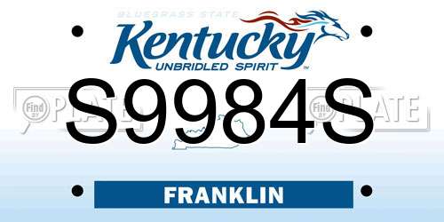 S9984S Kentucky License Plate