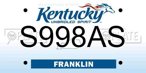 S998AS Kentucky License Plate
