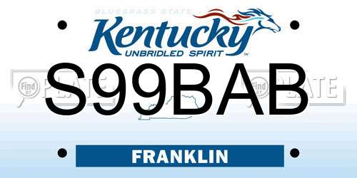 S99BAB Kentucky License Plate