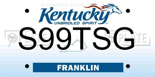 S99TSG Kentucky License Plate