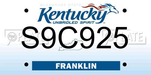S9C925 Kentucky License Plate