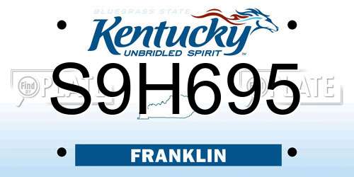 S9H695 Kentucky License Plate