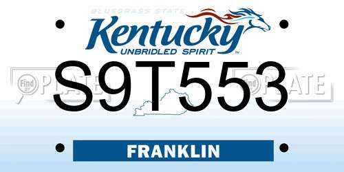 S9T553 Kentucky License Plate
