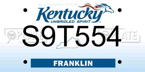 S9T554 Kentucky License Plate