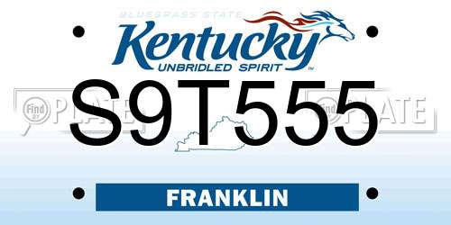 S9T555 Kentucky License Plate