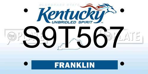 S9T567 Kentucky License Plate