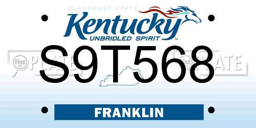 S9T568 Kentucky License Plate