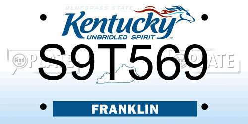S9T569 Kentucky License Plate