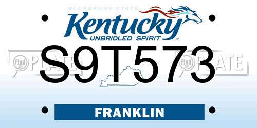 S9T573 Kentucky License Plate