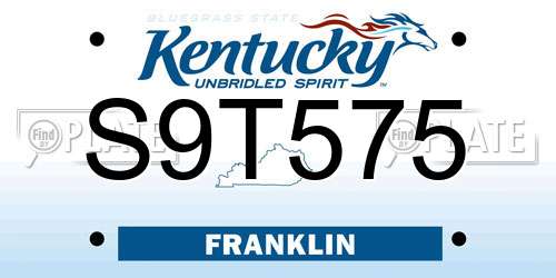 S9T575 Kentucky License Plate
