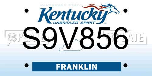 S9V856 Kentucky License Plate