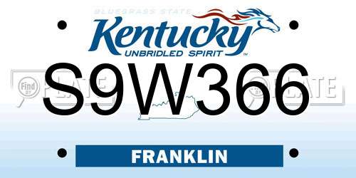 S9W366 Kentucky License Plate