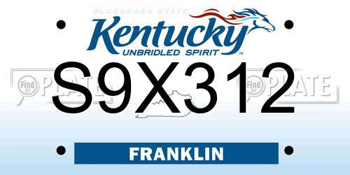 S9X312 Kentucky License Plate