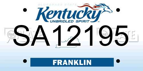 SA12195 Kentucky License Plate
